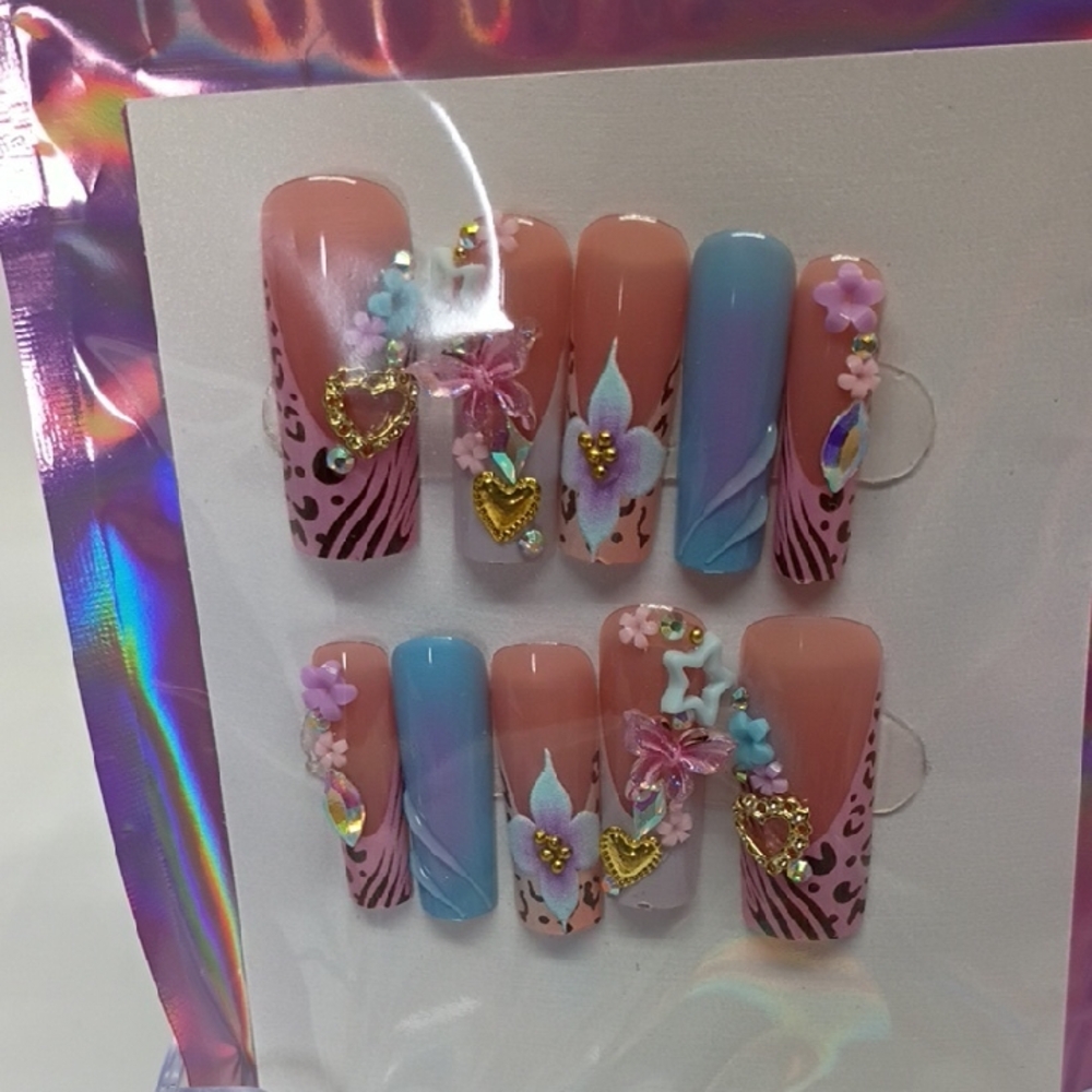 Colorful Embellished Press-On Nails